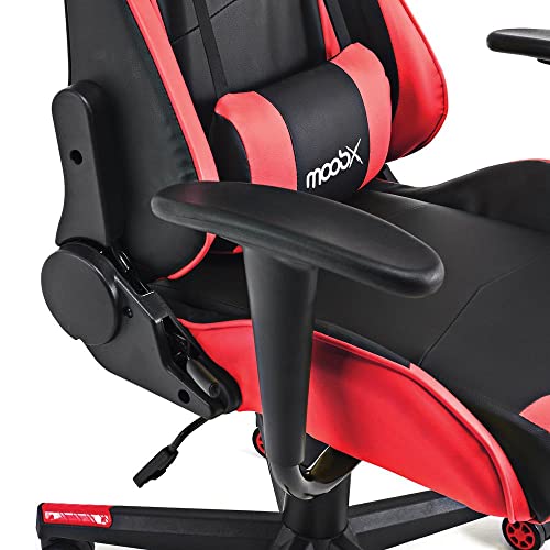 Moob Cadeira Gamer Reclinável GT Racer Com Almofadas para Lombar e Pescoço Preto/Vermelho