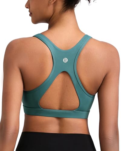Image of RUNNING GIRL Sports Bras for Women High Support,Moulded Cup Racerback High Impact Workout Crop Tops for Women Large Bust(WX2997 Ash Green S)