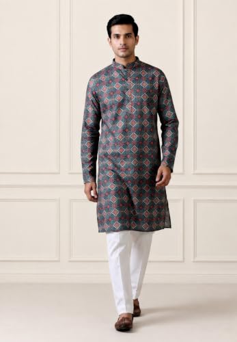 Image of FOXDX Men's Traditional Cotton Floral Printed Only Kurta