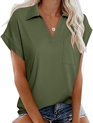Vivilli Women's Tops and Blouses Short Sleeve Business Casual Collared Tunic Shirt 3 Vivilli Women's Tops and Blouses Short Sleeve Business Casual Collared Tunic Shirt