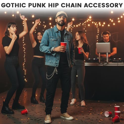 Image of GUSTAVE Layered Pants Chain for Men Double Punk Wallet Chains Trousers Jeans for Biker Heavy Skull Belt Gothic Accessories