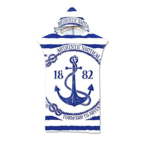 BBLL Toalla de baño de Anclaje de impresión de Doble Cara Toalla de baño Toalla de Playa con Capucha para Adultos al Aire Libre Toalla de baño para Hombres y Mujeres Albornoz 75x140cm 10
