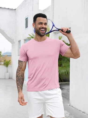 Boyzn Men's 5 Pack Cotton T-Shirts, Men's Short Sleeve Tees, Crewneck Cotton T-Shirts for Men Black/White/Grey/Green/Pink-5P-03-S