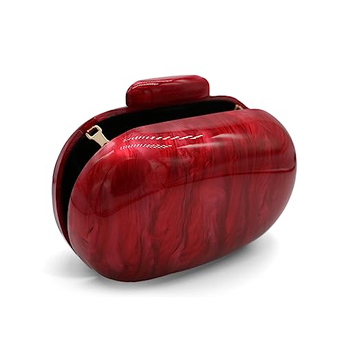 Image of Acrylic Evening Clutch Bag for Women Shell Shape Shoulder Crossbody Bag Glitter Marble Purse Handbag