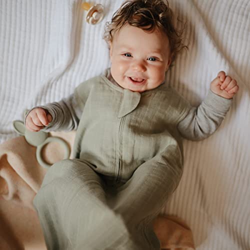 Image of mushie Baby Wearable Blanket | 100% Organic Cotton Muslin | Sleeping Bag for Infants (Sage)