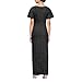 S.L. Fashions Women's Long Empire Waist Mother of The Bride Dress with Side Ruffle & Surplice Neck (Petite and Regular Sizes), Black