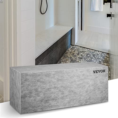 Image of VEVOR Tile Shower Seat, 47.2 inch x 16 inch x 20 inch Ready to Tile Shower Seat, Factory Waterproof & 100% Leak Proof Tileable Shower Corner Seat, 440 lbs Load-Bearing Rectangular Board Shower Bench, Grey