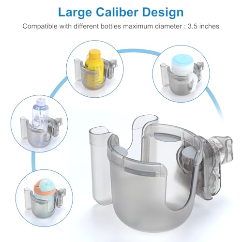 Image of Accmor 2-in-1 Wheelchair Cup Holder, Walker Cup Holder with Phone Holder, Universal Drinks Holder for Stroller, Rollator, Scooter, Walker, Wheelchair Accessory