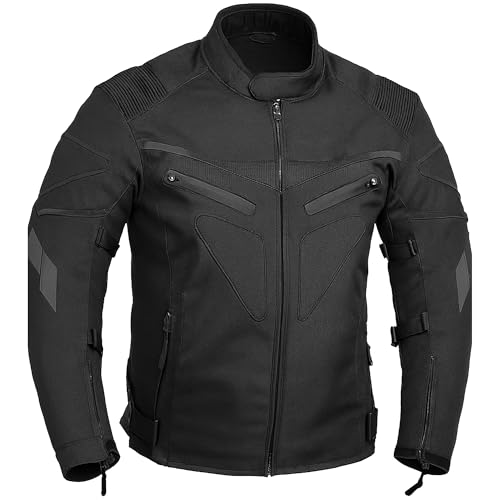 Hive Moto Mens Motorbike Jacket Waterproof CE Armoured For Bikers Mens Boys Coat Protective Cordura Textile Motorcycle Jacket (US, Alpha, 7X-Large, Regular, Regular, JKT-9933 Black)