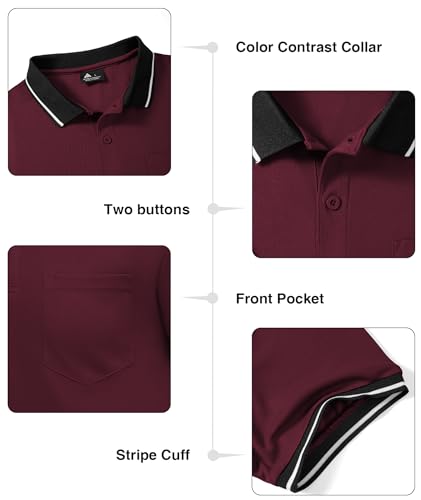 ZITY 3 Pack Men Polo Shirts Short Sleeve with Pocket Sport Wicking Shirts for Men Casual Athletic Collared T-Shirts3