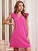Floerns Women's Solid V Neck Ruffle Trim Cap Sleeve Summer Tunic Dress Viva Magenta XS