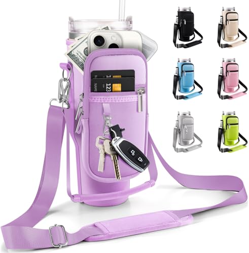 Water Bottle Carrier Bag for Stanley Cup 40 oz with Phone & Storage Pockets