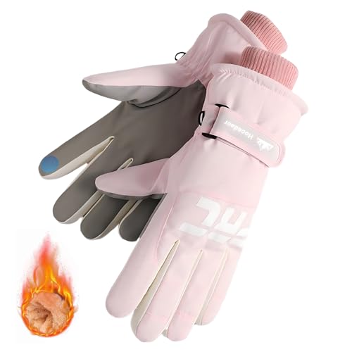 ProudDemon Wasserdichte Winter-Skihandschuhe für Damen, Damenhandschuhe, warme Touchscreen-Handschuhe für Mädchen mit elastischer Handgelenkschlaufe, geeignet für...