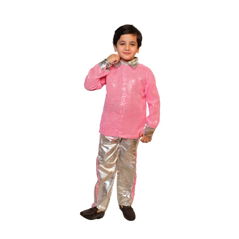 Image of Kaku Fancy Dresses Western Disco Outfit for Kids Sequin Shirt with Shining Pants for Annual Day Programme