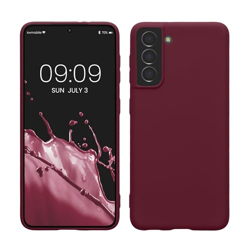 kwmobile Hülle kompatibel mit Samsung Galaxy S21 Hülle - weiches TPU Silikon Case - Cover geeignet für kabelloses Laden - Bordeaux Violett