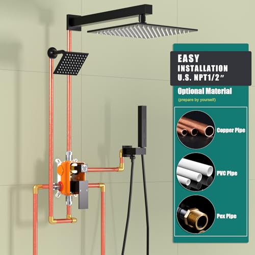 Enga Dual Head Shower System, 10+6 Inch Shower Head with 2in-1 Handheld Shower Faucet Set, Matte Black by Enga - Used condition - Image 6