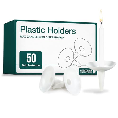 Concordia Supply Candlelight Service Reusable Plastic Candle Holders for Candlesticks - 50 Pcs. Protector for Church Vigils Memorial Congregational & Christmas Eve Candles