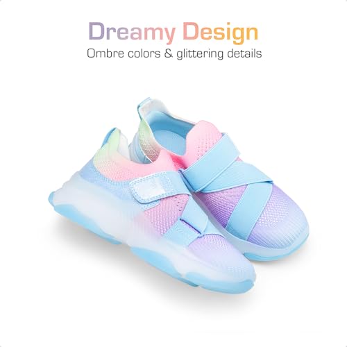 DREAM PAIRS Kids Sneakers Girls Slip-On Shoes Z-Strap Colorful Jelly Sole Walking Shoes3