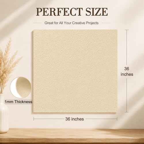 Image of Ivory Large Felt Fabric 36 inch x 36 inch (1 Square Yard), 1mm Stiff Felt Sheet, Nonwoven Fabric for Crafts, DIY Projects, Art, Sewing, Lining & Decorations