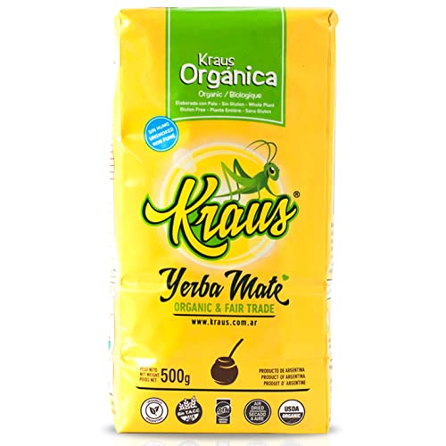 Kraus Yerba Mate Tè Tradizionale Con Palo 500g + Campione Regalo (40g):Ricco di antiossidanti e vitamine, accelera il metabolismo, senza zucchero | Argentina