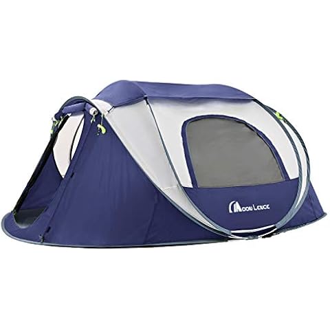 Moon Lence Pop up Tent 4 Person Camping Tent Waterproof Tent 3 Ventilated mesh Windows, 2 Big Doors Instant Tent for Family Easy Setup Cover