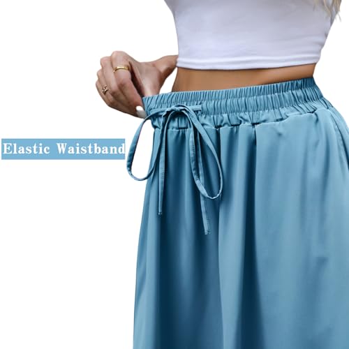 Maxi Skirts for Women with Pockets Long Midi Length Casual Skirt for Beach Party Holiday Blue3