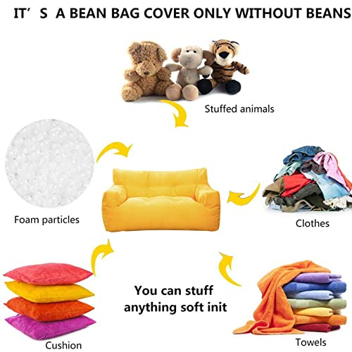 Hwoek Lazy Sofas Cover Bean Bag Chair W/Footstool Lounger High Back Bean Bag Chair For Adults And Kids (No Filler) Lounger Seat Bean Bag Cover Soft Beanbag Chair,Orange #TOP2