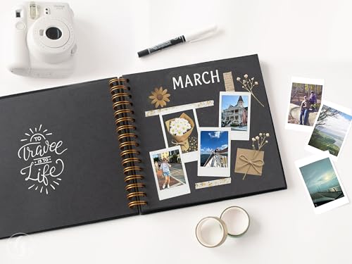 Image of Adventure Book, Couple or Family Scrapbook Photo Album, Travel Journal for Polaroid Instax, Keepsake Fits 4x6 or 5x7 Pictures (Green, Small - 8.3x8.3)