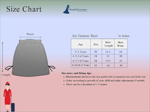 Image of BookMyCostume Airline Air Hostess Kids Fancy Dress Costume for Girls - Red 3-4 years