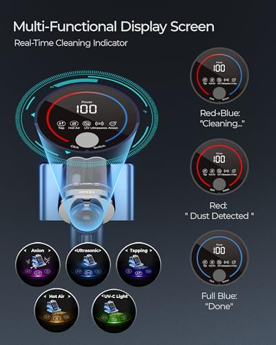 Image of Teant Bed Mattress Vacuum, 18 kPa & Green Light Dust Detection, MV-Grey | 2-Speed Bed Vacuum Cleaner with 253.7nm UV-C & Ultrasonic, LED Display, 149℉ Heat, HEPA, Aroma & Anion for Bed Sofa Pet Hair
