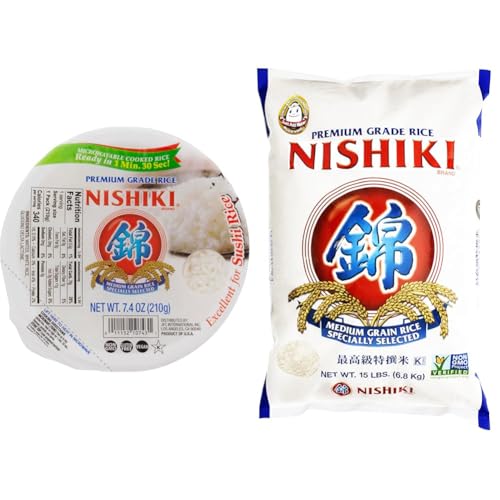 Nishiki Rice Bundle: Steamed White Rice 7.4-Ounce (Pack of 6) and Premium Medium Grain Rice 15 Pound image 2