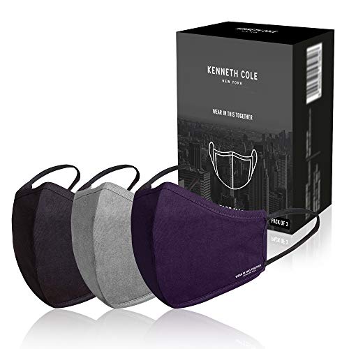 Image of KENNETH COLE Unisex Multicolour PACK OF 3 100% Cotton Anti Pollution Anti Heat Anti Dust Mask Multilayer Reusable Outdoor Face Mask