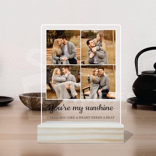 Image of Giftplease Customized Photo And Text Frame With Wooden Stand | Personalised Printed Photo Frame | Gift | Birthday | Anniversary (Transparent, 5MM, 6 * 8 Inches), Tabletop