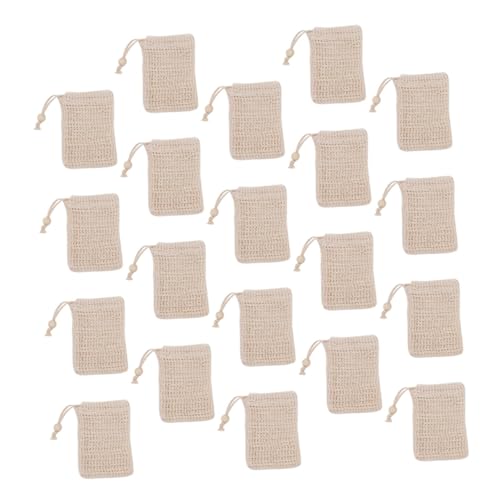 Ipetboom 20pcs Exfoliating Soap Net Bags Cotton Linen Drawstring Pouches for Care and for Travel and