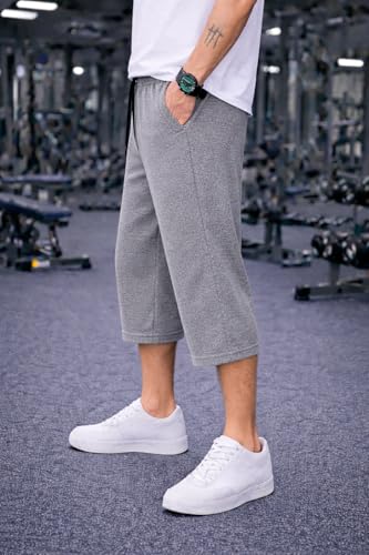 Image of Mack Jonney Men's Sports Capri Pants | Lightweight Polyester Workout 3 /4 Pants with Elastic Waist for Gym, Running & Training-M8356