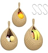 MDDK DY Coș de fructe suspendat, coș de perete, Coș agățat, pachet de 3 cu 3 cârlige, Coșuri agățate, coșuri de depozitare etc.