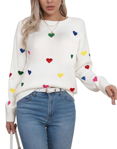 Image of Womens American Flag Sweater Crew Neck Casual Pullover Sweater