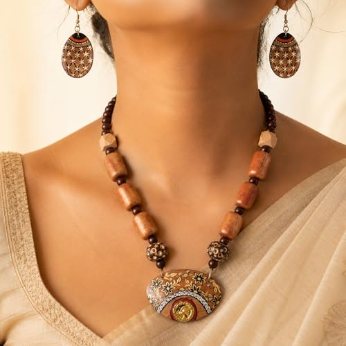 Image of AAKRITI ART CREATIONS Handcrafted Women's Jewelry Set - Elegant Ethnic Necklace and Earrings, Statement Fashion Accessories for Parties & Festivals