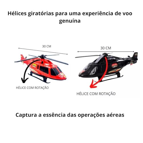 Helicóptero Brinquedo Grande Policial Bombeiro Resgate, Helicóptero Infantil Presente Divertido