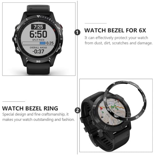 Anillo protector de acero para reloj 6X con bisel deportivo negro de lujo 3