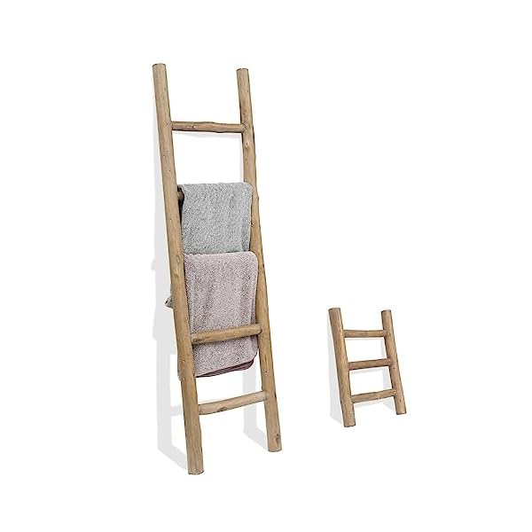 Rustic Farmhouse Blanket Ladder and Mini Countertop Towel Ladder Set, Fully Assembled Wood Decor for Home Storage and Display, Brown Rustic Farmhouse Blanket Ladder and Mini Countertop Towel Ladder Set, Fully Assembled Wood Decor for Home Storage and Display, Brown