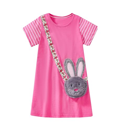 TCWWBB Girls Summer Dresses Unicorn Butterfly Floral Rainbow Casual Dress Cotton Shirt Cartoon Short Sleeve Sleeveless Dress for Kids Age 1-7 Years Old