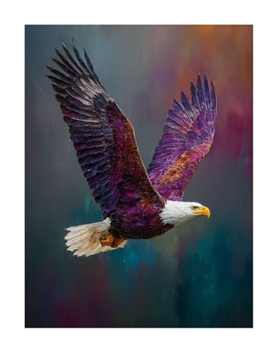 animal 5D Diamond Painting Kit Completo - águila Pintura Diamante para Adultos y Niños, Dibujos con y Punto de Cruz, Cuadros de Diamantes para Decoración de Pared del Hogar 60x80 cm KSWF169