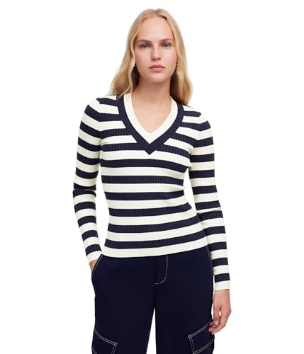 Madewell Women's Stripe V-Neck Arden Merino Stretch
