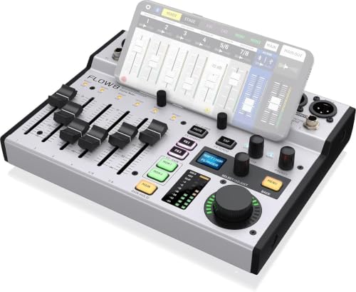Image of Behringer FLOW 8 8-Input Digital Mixer with Bluetooth Audio and App Control, 60 mm Channel Faders, 2 FX Processors and USB /Audio Interface 6.5 x 9.7 x 1.1 inches (Pack of 5)