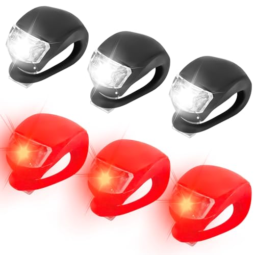 6 Stück Kinderwagen Licht Silikon, Kinderwagenlicht Kinder Scooter Licht mit Batterie und 3 Leuchtfunktionen, Wasserdichtes LED Warnlicht Roller...
