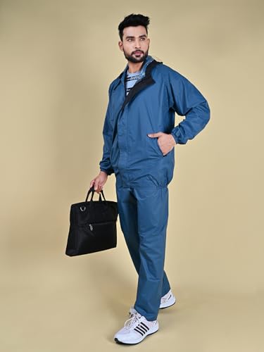 Image of Rupa mens Rupa Rainwear for Men, Waterproof PU Rain Jacket with Pants and Carry Bag, Pack of 1