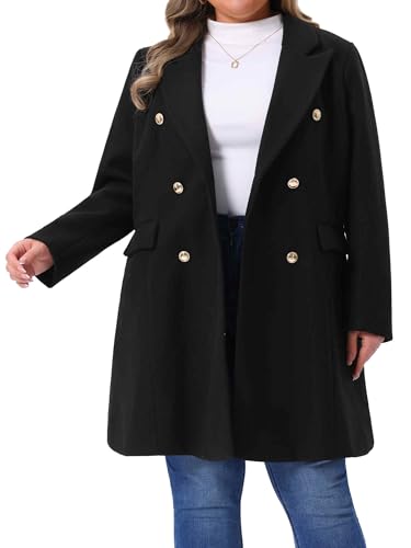 Agnes Orinda Womens Plus Size Winter Pea Coat Double Breasted Notch Lapel Long Trench Coats Jackets Trendy Dressy 20252