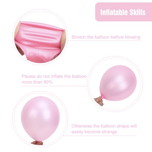 Image of RUBFAC Pearl Pink Balloons 129pcs Different Sizes Pack of 18 12 10 5 Inch, Latex Balloon Garland Arch Kit for Wedding Princess Birthday Party Baby Shower Engagement Bachelorette Decorations