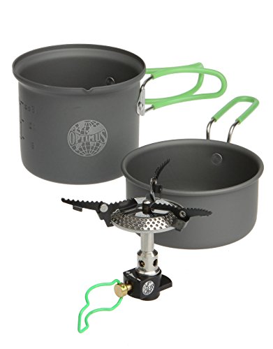 Optimus Crux Lite Solo Kochset – Ultraleichtes Gaskocher-Set mit 0,6 L Topf, Deckelpfanne & 3000 W Kocher – Kompakt für Trekking, Camping & Outdoor-Küche